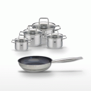 Lot Poêle 28cm & 4 Faitouts Elo Profi Therm Platinum - gris inox 3176239951950