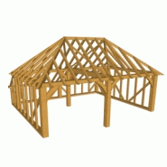 Maison à ossature en bois plain-pied c02 : 2-bay / en kit / toit multipente