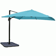 Mendler Parasol de signalisation pour la gastronomie HWC-A96, 3,5x3,5m (Ø4,95m) polyester alu/acier 25kg ~ turquoise avec support, pivotant - bleu te