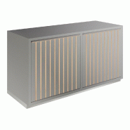 Meuble Vertigo T03 4 tiroirs à l'anglaise MDF naturel et gris alu 120x47x60 cm