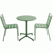 Oviala Business Ensemble table de jardin et 2 chaises en métal vert cactus - vert acier 114700