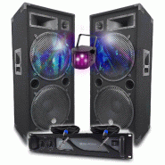 Pack Sono DJ BM SONIC Amplificateur 4000W, Paire d'Enceintes Passives LSC215 2x2000W, Câbles Speakon, Sonorisation PRO Light LED - 3666638036599