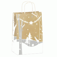 Sac kraft recyclé Forêt Enchantée poignées torsadées 35x14x40cm - par 20