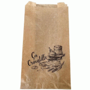 Sacs pain kraft N°104 imprimé ''Ca croustille '' 140/35+35x270 mm - par 1000