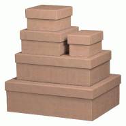 Set de 5 boîtes gigognes Rhodiarama, finition simili cuir italien, coloris taupe - beige 318884C