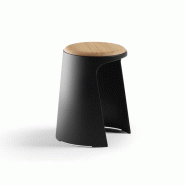 Lot de 4 tabourets plastique et assise bois naturel Lot de 4 tabourets plastique et assise bois naturel