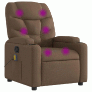 VidaXL Fauteuil de massage inclinable Marron Tissu Modèle Elvessa - 8721012201033