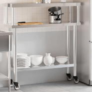 Vidaxl table de travail de cuisine avec étagère 110x30x120 cm inox 3208897