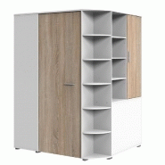 ARMOIRE DRESSING D'ANGLE VOLVERINE BLANC / COLORIS CHÊNE