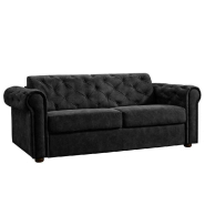 CANAPÉ LIT 3-4 PLACES CHESTERFIELD EXPRESS CONVERTIBLE EXPRESS 160 CM SOMMIER LATTES RENATONISI VELOURS NOIR