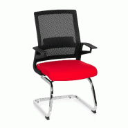Chaise de conférence / chaise à piètement luge / siège INVENTOR V tissu noir / rouge hjh OFFICE - rouge polyester 732080