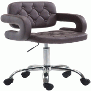 Décoshop26 - Chaise de bureau réglable en hauteur pivotante dossier capitonné et accoudoir moderne synthétique marron BUR10412 - marron 3001485369603