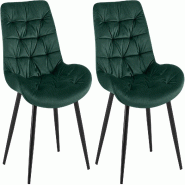 Décoshop26 - Chaises de salle à manger x2 en velours vert cadre en métal noir confort & élégance intemporelle 10_0007479 - noir métal 3000266128019