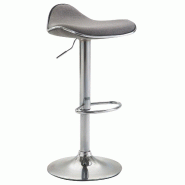 Décoshop26 - Tabouret de bar x1 assise ergonomique en tissu gris pied en trompette en métal chromé 10_0005748 - gris métal 3000265196927
