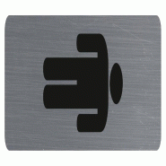 Exacompta - Réf. 67169E - 1 Plaque verticale adhésive imitation aluminium homme - 4,4 cmX16,5 cm - Gris - gris aluminium 67169E
