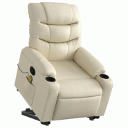 Fauteuil inclinable de massage Crème Similicuir Modèle Tornelis - 8721012218369