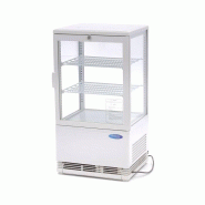 Maxima - Vitrine réfrigérée 58L blanche avec ventilateur, régulateur de température numérique, double vitrage et serrure, 42.8x38.6x81 cm, 180W