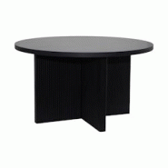Oviala Business Table basse ronde 80 cm scandinave effet bois noir - noir Bois massif 113754