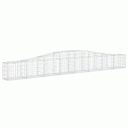 Panier de gabions clôture cage mur de soutènement arqué 400 x 30 x 40/60 cm fer galvanisé Argent 02_0040078 - métal 3000218956523