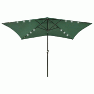 Parasol de jardin avec LED et mât en acier Vert 2x3 m Modèle Ombre Vega Prime Plus - 313786