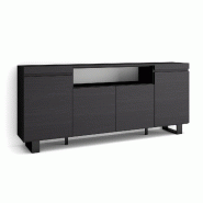 SKRAUT HOME Buffet salon et cuisine, 200x87x35cm, 4 Portes, Design industriel, Noir - noir Bois manufacturé 64_10