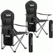TecTake GmbH tectake Chaise de camping rembourrée pliable MTX noir - 406196 - noir acier 406196 TecTake GmbH tectake Chaise de camping rembourrée pliable MTX noir - 406196 - noir acier 406196