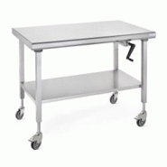 Tournus TABLE INOX CENTRALE MOBILE "ERGONOMIX" avec étagère inférieure amovible hauteur réglable de 800 à 1100 mm dimensions 1200 x 700 mm - inox