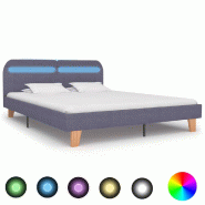 VidaXL Cadre de lit avec LED sans matelas gris clair tissu 160x200 cm Modèle Zervelis - 280899