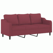 VidaXL Canapé à 3 places Rouge bordeaux 180 cm Tissu Modèle Aero Panorama Modern - Matériau naturel 359373