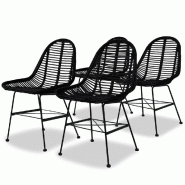 VidaXL Chaises à manger lot de 4 noir rotin naturel Modèle Orion Frame - 244572