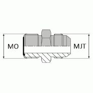 Adaptateur droit mâle ORFS x mâle JIS - MORFS9/16 / MTO (JIS)1/4 - Ø MJT 1/4' - Ø MJT 13.15 mm - Ø MO 9/16' - Ø MO 14.28 mm