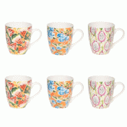 Coffret de 6 tasses Salvador 23 cl -  Décoré Rond Porcelaine Table Passion 8x11 cm - multicolore porcelaine 3106232313455
