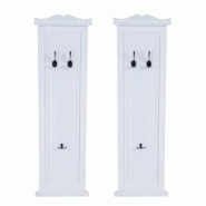 Décoshop26 - 2x porte-manteaux mural avec 3 crochets en bois blanc 109 x 28 x 4 cm 04_0007421 - blanc 3000262117796 Décoshop26 - 2x porte-manteaux mural avec 3 crochets en bois blanc 109 x 28 x 4 cm 04_0007421 - blanc 3000262117796