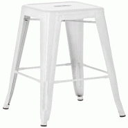 Décoshop26 - Tabouret de bar x1 hauteur 76 cm design industriel structure robuste à quatre pieds métal blanc 10_0005843 - blanc métal 3000265253699