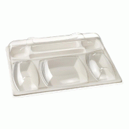 Kit plateau repas Gala vaisselle +raviers couvercles rPET 43,2x33.2x5.6cm par 60