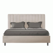 Lit Agueda Avec Sommier Rembourré 160X190 En Microfibre Sable - beige VE1619AGUE038-CR