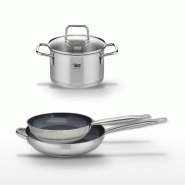 Lot Poêles 28cm & 32cm Elo Profi Therm Platinum et Faitout 16cm - gris inox 3176239952964