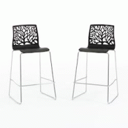 RATTATAN Lot de 2 tabourets de bar en polypropylène, pieds en métal, pour bar, restaurant ou cuisine, au design moderne et élégant – Flora XL †RATTATAN Lot de 2 tabourets de bar en polypropylène, pieds en métal, pour bar, restaurant ou cuisine, au design moderne et élégant – Flora XL â€