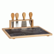 San Ignacio KINVARA - Planche à fromages en ardoise et bambou 34x27cm avec 4 couteaux - noir Bambou SANR303