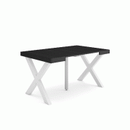 SKRAUT HOME Table console extensible, 140, Pour 6 personnes, Pieds bois massif, Noir - noir Bois manufacturé 171_41
