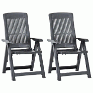 VidaXL Chaises Inclinables De Jardin Lot De 2 Plastique Anthracite - gris 48768