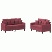 VidaXL Ensemble de canapés 2 pcs avec coussins Rouge bordeaux Tissu Modèle AbriÉlégant 41 - 3201654