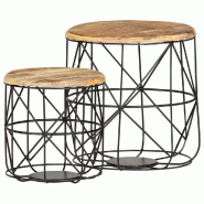 VidaXL Tables basses 2 pcs Bois solide de manguier Modèle Apex Chic - 286579