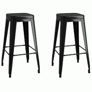 VidaXL Tabourets de bar empilables lot de 2 noir métal Modèle Titan Design Pro - noir 248147