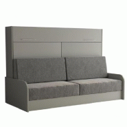 ARMOIRE LIT ESCAMOTABLE VERTIGO SOFA ACCOUDOIRS GRIS CANAPÉ TISSU GRIS 160*200 CM