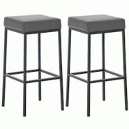 Décoshop26 - Lot de 2 tabourets de bar avec repose-pieds design simple hauteur 85 cm en PVC gris et métal noir 10_0004377 - gris 3000252073453 Décoshop26 - Lot de 2 tabourets de bar avec repose-pieds design simple hauteur 85 cm en PVC gris et métal noir 10_0004377 - gris 3000252073453