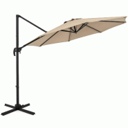 Helloshop26 - Parasol cantilever rond 308 x 248 cm avec inclinaison réglable et rotation 360° style moderne en polyester beige 20_0013002 - beige al