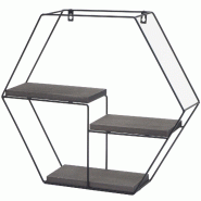 Mendler Etagère murale HWC-K76, Etagère suspendue Etagère flottante, 3 étagères Métal massif-bois industriel 43x49x11cm ~ gris foncé - gris Boi