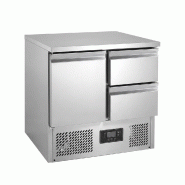 Romux® Table à pizza réfrigérée 1 Porte et 2 Tiroirs 90x70 cm 220 litres Statique | Préparation Pizzas et Salades - 8435811806589