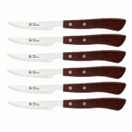 San Ignacio - Jeu de 6 couteaux à steak 10 cm en acier inoxydable - Pakka - marron inox PK10180